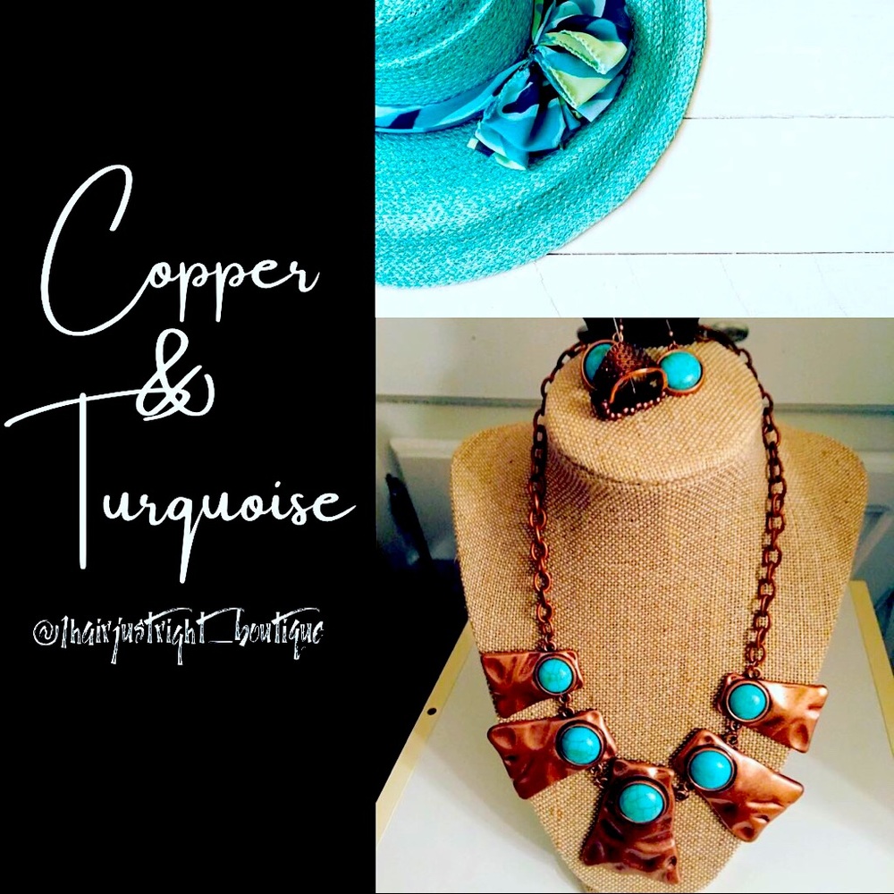 Copper and Turquoise Jewelry Set